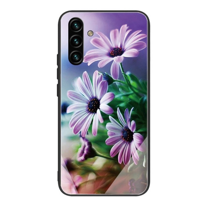 Etui do Samsung Galaxy A13 5G / A04s Kwiaty Ze Szkła Hartowanego